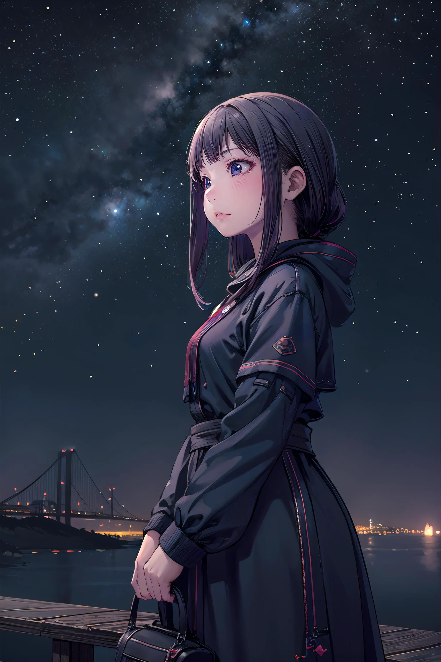 masterpiece, best quality, 1girl, night sky,