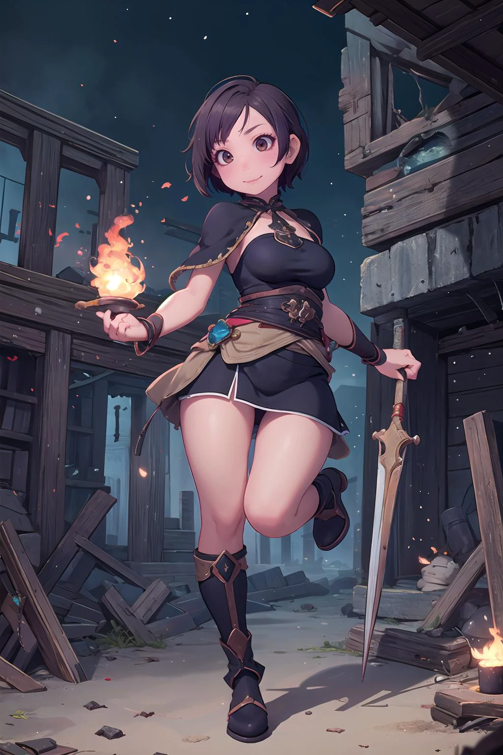 masterpiece, best quality,1girl,young girl,brown eyes,short hair,evil smile,shiny skin,(nice leg line:1.3),thin waist,huge breasts,
BREAK
sorcerer, undead, ruins, magic, spellcasting, battle, epic, dark, mystical, ominous
BREAK
around crowd:1.1,depth of field,looking at viewer,from front,full body