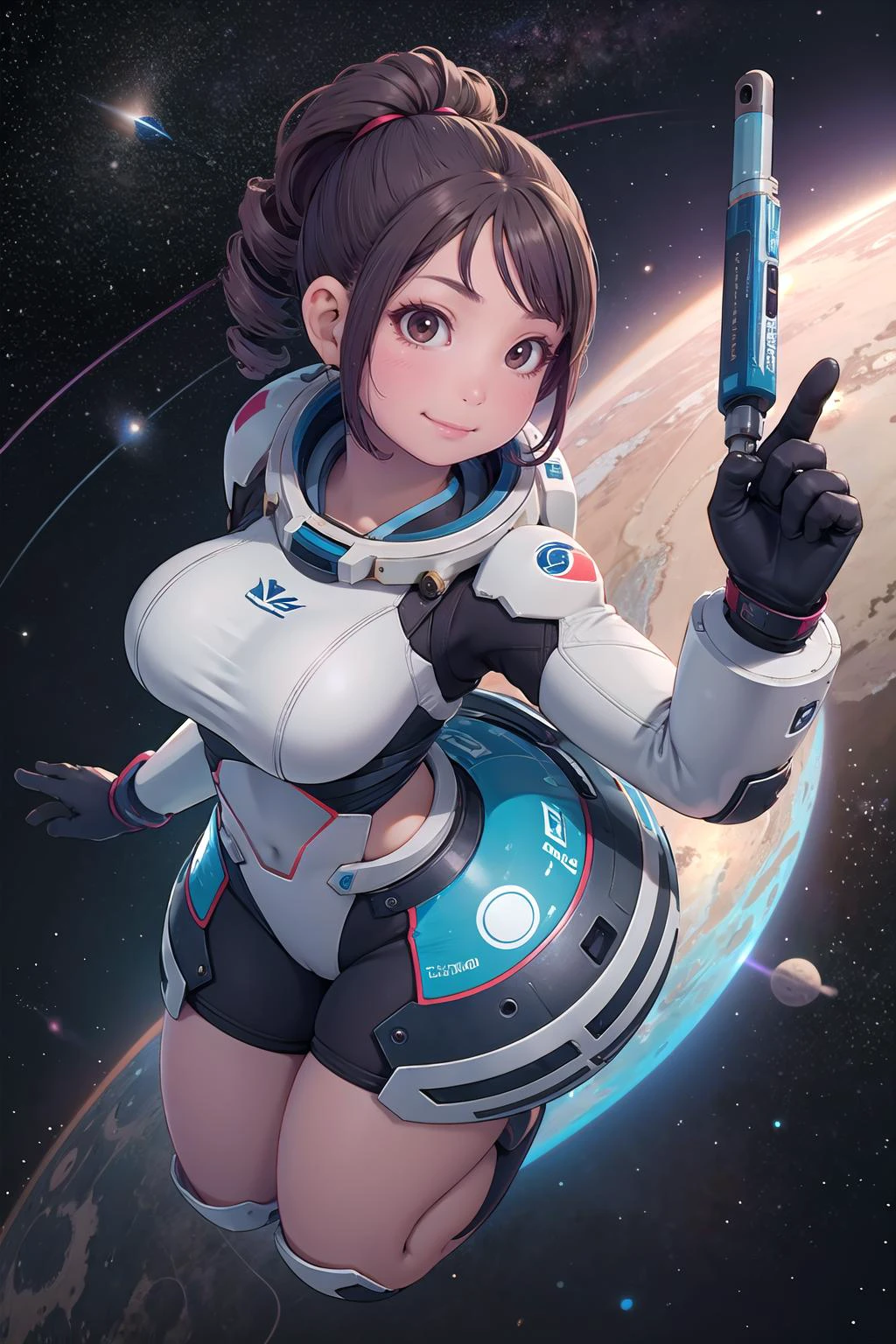masterpiece, best quality,1girl,young girl,brown eyes,drill hair,happy smile,shiny skin,(nice leg line:1.3),thin waist,huge breasts,
BREAK
Space explorer, Space travel, interstellar exploration, terraforming, space colonies, extraterrestrial life.
BREAK
around crowd:1.1,depth of field,looking at viewer,from above,upper body