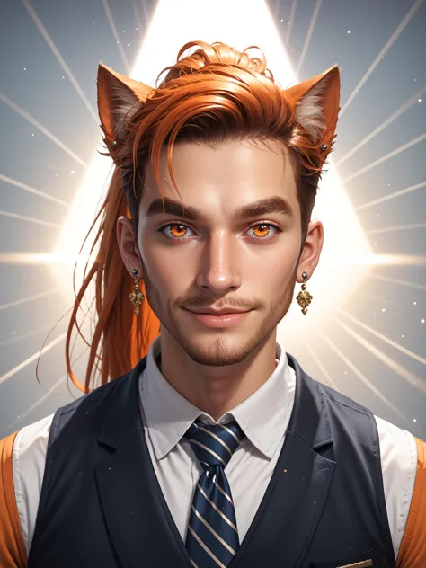 there is a man with a cat ears and a tie