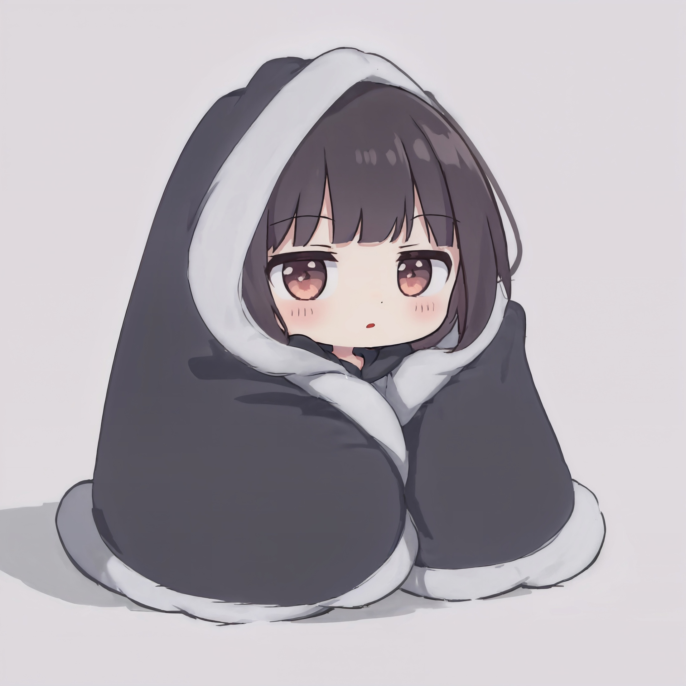 Anime girl in a hoodedie sitting on the ground - SeaArt AI