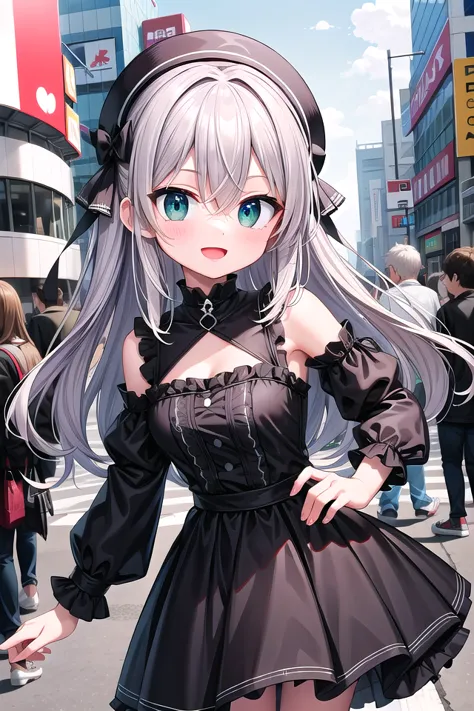 insanely detailed, absurdres, ultra-highres, ultra-detailed, best quality,
1girl, solo, nice hands, perfect hands
BREAK
gothic theme, black gothic dress, white frill, hair dress
, (nsfw:-1.5)
BREAK
happy smile, laugh, open mouth
BREAK
,
standing, cowboy shot, looking at viewer
BREAK
slender, kawaii, perfect symmetrical face, ultra cute girl, ultra cute face, ultra detailed eyes, ultra detailed hair, ultra cute, ultra beautiful
BREAK
shibuya, akihabara, tokyo, street, crowd, cityscape, depth of field, ultra detailed background
BREAK
medium breasts
BREAK
orange hair, green eyes, long hair, hair between eyes