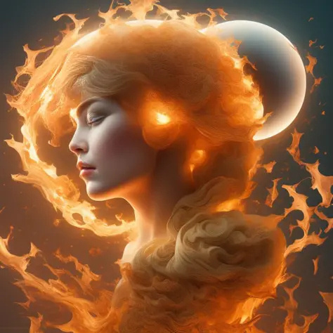 modelshoot style, (extremely detailed CG unity 8k wallpaper), (full shot body photo of the most beautiful artwork in the world), (two faces like yin yang:1.3), facing in opposing directions, swirling with contrasting colors, in the style of ohwx, (centered...