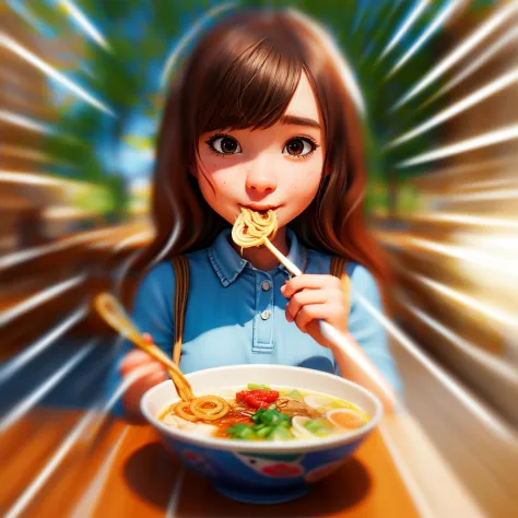 girl eat ramen  faster <lora:motion:1.2> royal