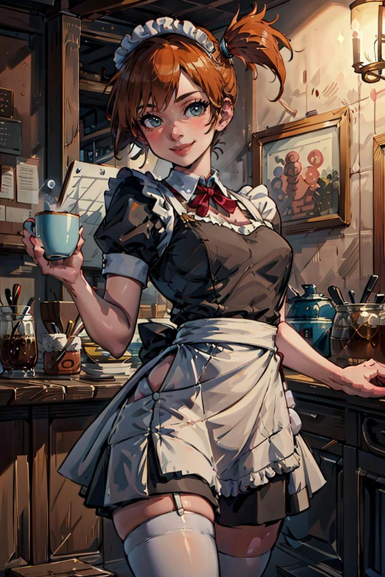 Anime girl in a maid outfit holding a glass of milk - SeaArt AI