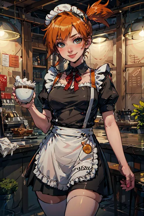 ((masterpiece,best quality)), absurdres, (maid outfit:1, maid headdress, skirt, white apron), 
<lora:Misty_Pokemon_v2_Anime:0.8>...