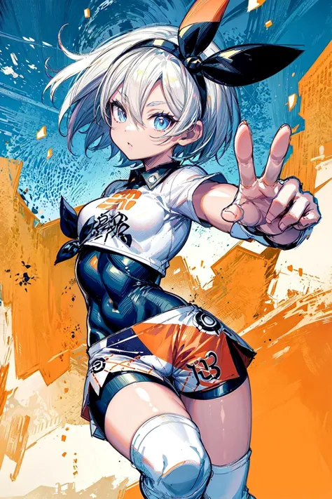 thick outlines, comics, photorealistic, perfect hands, masterpiece:1.2, colorful, fighting, training room, 1 girl, dynamic pose, <lora:Bea:0.8>, bea \(pokemon\), bodysuit, bodysuit under clothes, print shirt, print shorts, small breast, detailed background, detailed face, detailed eyes, <lora:add_detail:0.8>