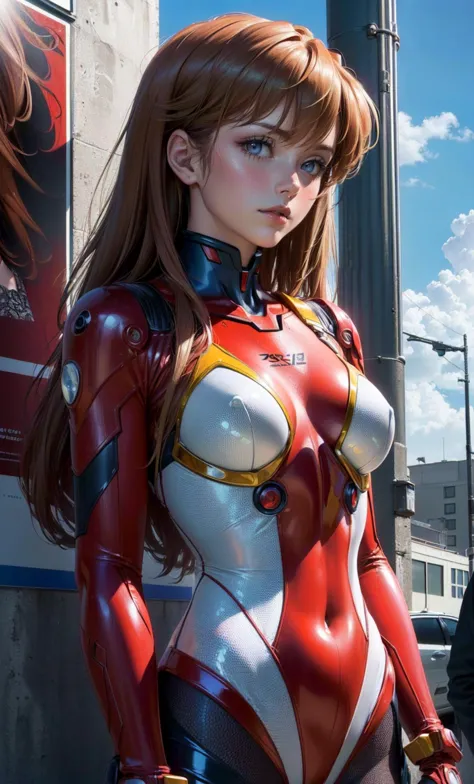 (best quality, masterpiece, colorful, dynamic angle, highest detailed)(Asuka Langley), upper body photo, fashion photography of ...