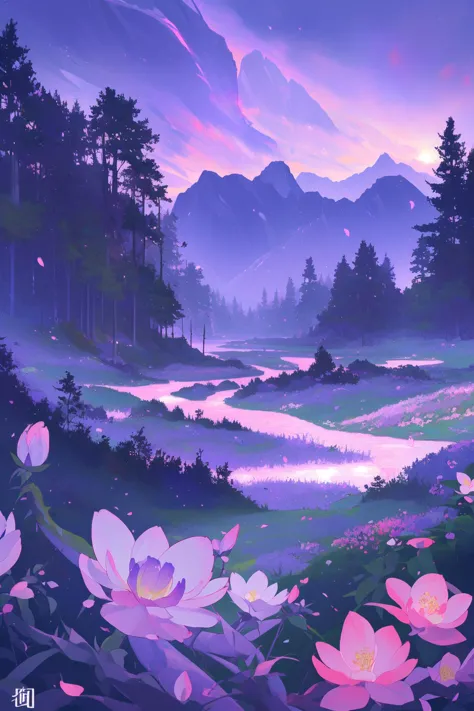 ((best quality, masterpiece, absurdres, super-resolution)),
1 animal,long chinese dragon,
overgrown brutalism,Dull Purple glow,glowing trees,colorful flowers,breathtaking landscape,extremly high details,cinematic landscape,in the style of romanticism,