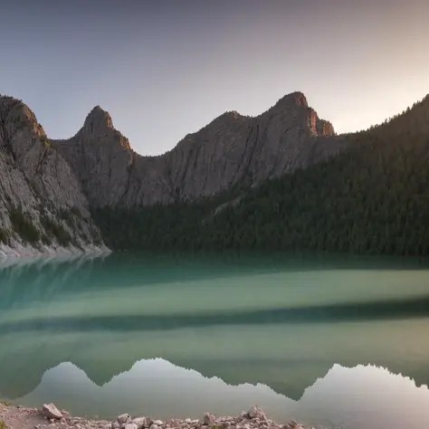 ((Wide angle photograph of a lake)), 8k, 4k, detailed, attractive, beautiful, impressive, photorealistic, realistic, cinematic c...