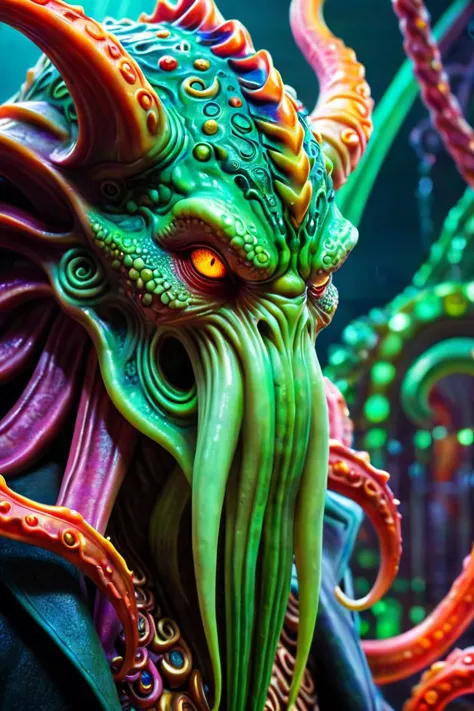 cthulhu with indescribable terror made of ScienceDNAStyle, sharp focus, masterpiece, sharp details, sfw, focus on face, intricat...