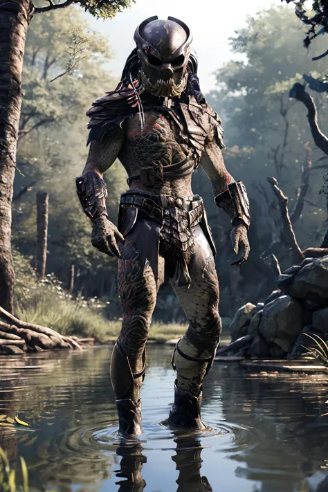 masterpiece, best quality, detailed background,wetland, (in water:1.5)
MrBlack,male,solo,mask,armor,gauntlets,  full body,standi...