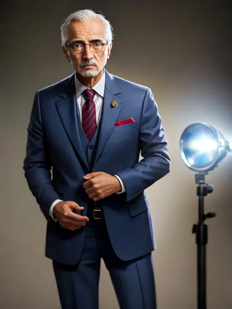 full body portrait of mexican professor, (old), tweed suit, masterpiece, subsurface scattering, beautiful lighting, detailed fac...