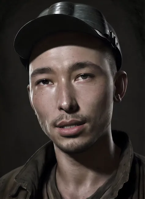 a close up of a man wearing a hat and a jacket