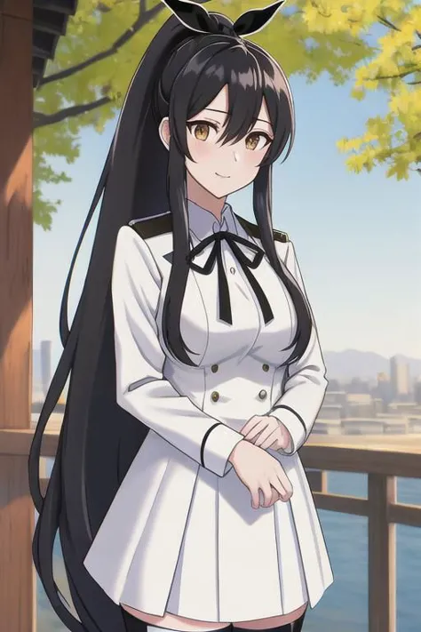 a close up of a person in a uniform with long hair