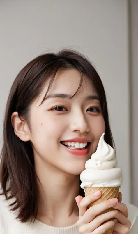 A very cute woman happily licks a soft serve ice cream
xxmixgirl,jpn-gir<lora:japanese_girl_v1.1:0.5><lora:NsfwPovAllInOneLoraSd...