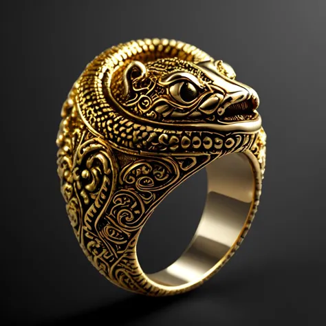 (CG), (masterpiece), (best quality), (ultra-detailed), 
no humans, simple background, black background, grey background, depth of field, gradient background, 
(ring), gold, intricate detail, (snake body), 
<lora:ElderRing:1>,