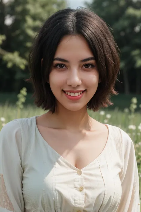 a close up of a woman with a smile on her face