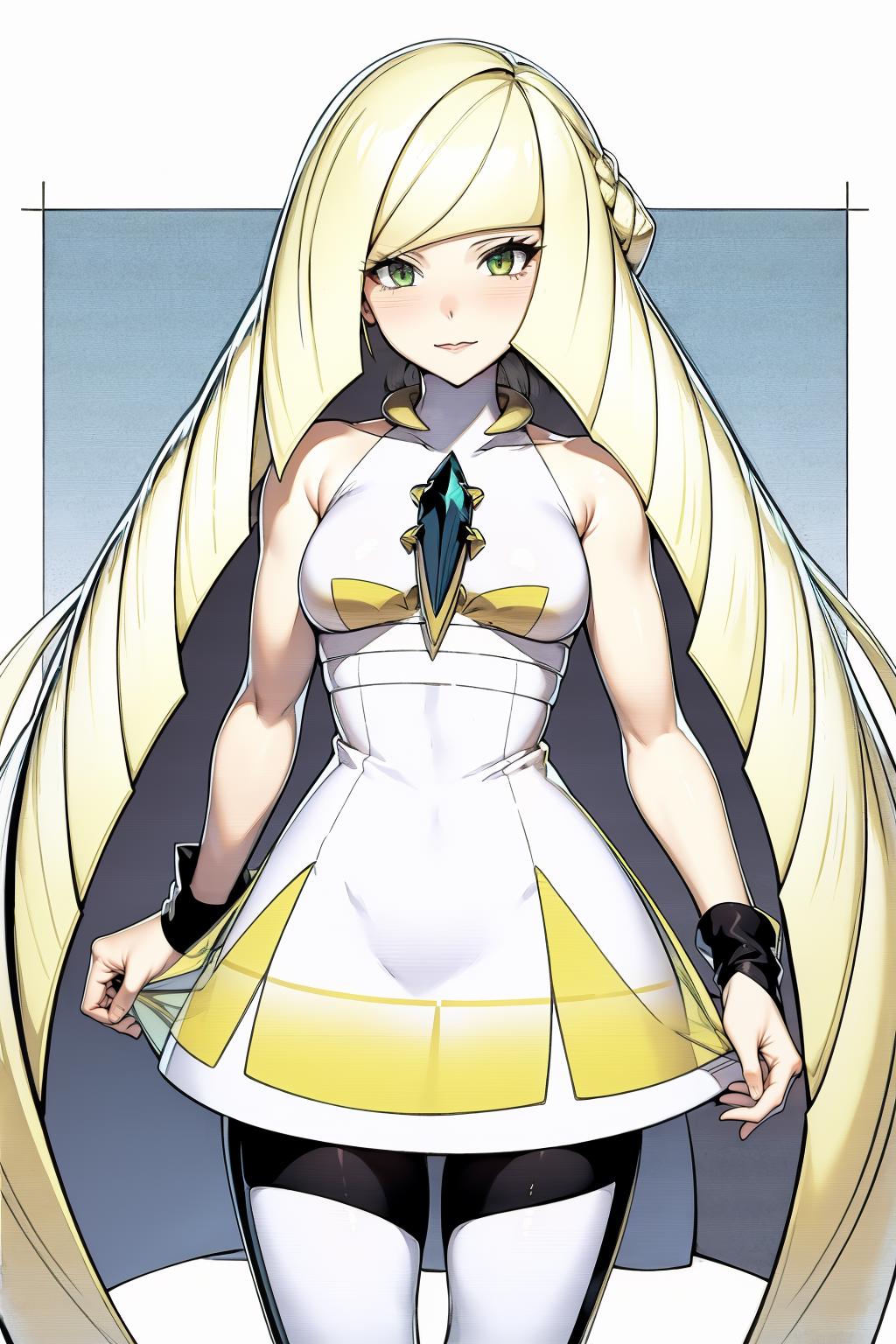 Lusamine (Pokémon), White woman, green eyes, long blonde hair - SeaArt AI