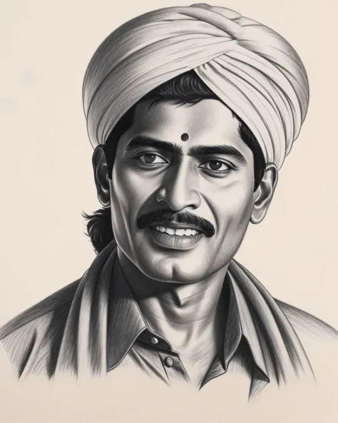 <lora:Pencil_Sketch_by_vizsumit:0.5>  a pencil sketch of indian man