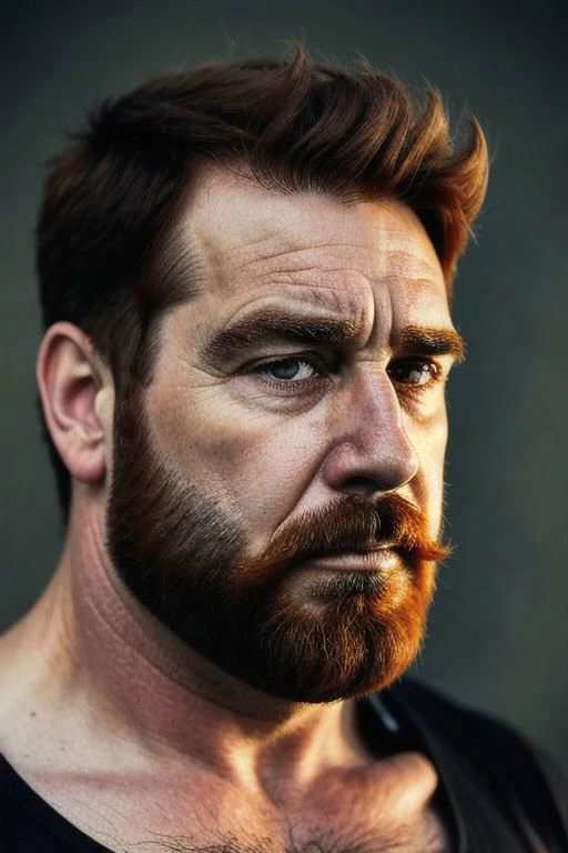 A close up of a man with a beard and a black shirt - SeaArt AI