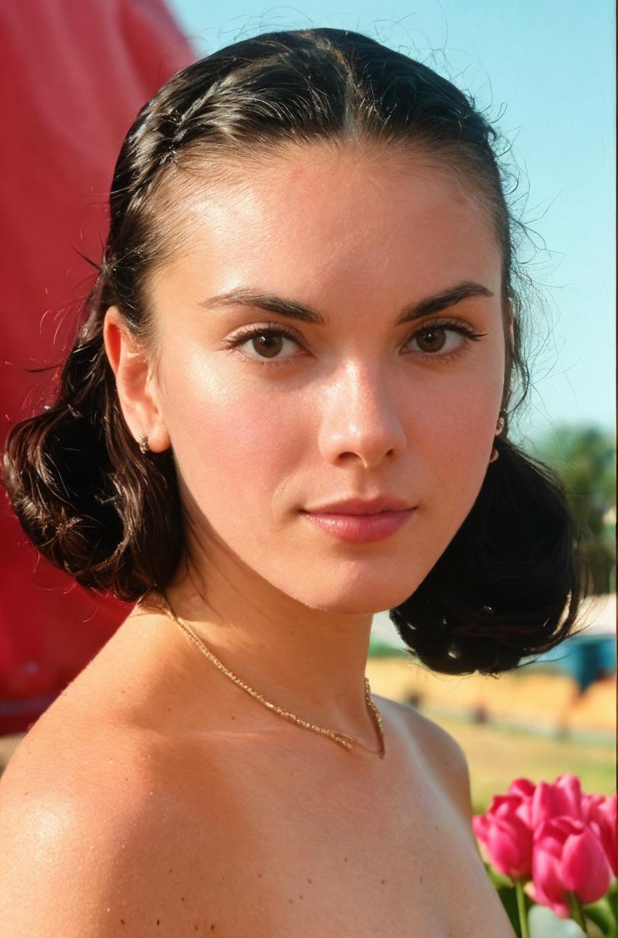 A close up of a woman in a white bikini and a hat - SeaArt AI