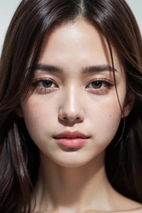 (masterpiece, best quality:1.2), RAW photo, (realistic, photorealistic:1.2), (4K, highres, ultra detailed:1.3), 1girl, solo, solo focus, (focus on face:1.3), (27 years old Korean beauty, K-pop idol), realistic detailed eyebrows, (realistic beautiful brown ...
