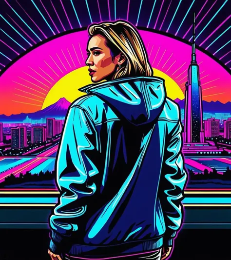 (Jessica Alba,a girl with a beautiful face), nighttime, cyberpunk city, dark, raining, neon lights, ((Wearing a blazer over a hoodie)), blazer, hoodie,(cyberpunk 2077 cityscape), (<lora:LazrPopXL:0.5> DonML4zrP0pXL,<lora:A_Darkly_Scanner:0.5> ), cyberpunk 2077, cyberpunk, synthwave, 1980s, futurism, brutalism, neuromancer, cinematic photo,, standing in the distance,,in Pyongyang, in front of Ryugyong Hotel,in the oval office with the president of the United States,(wearing a parka),((art by Abraham Bloemaert))