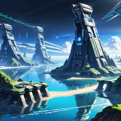 a futuristic sci - fio city with a futuristic structure in the background