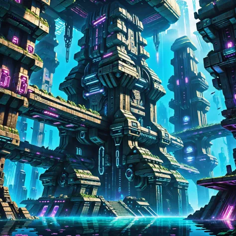 a futuristic city with a futuristic structure in the middle