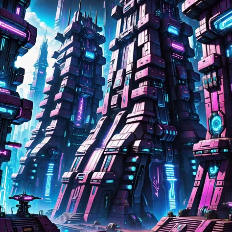 a close up of a futuristic city with a futuristic structure