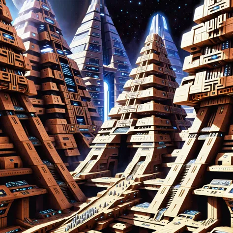 a close up of a futuristic city with a lot of tall buildings