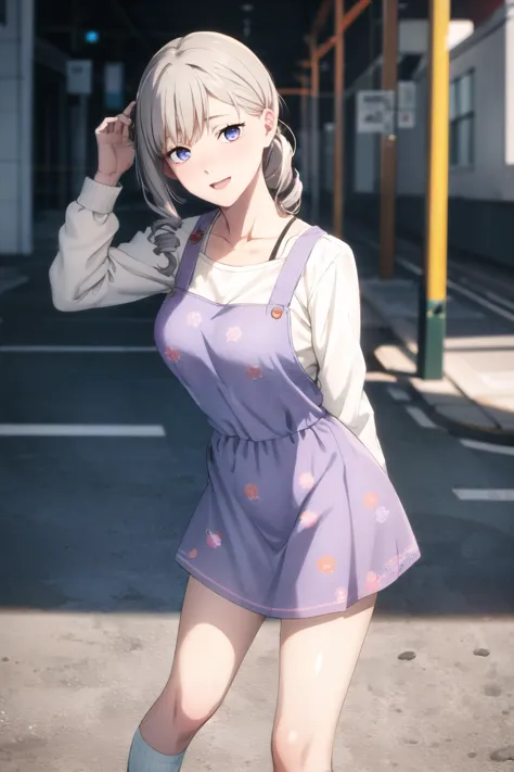 anime girl in a short dress posing for a picture