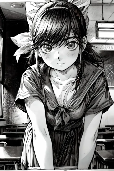 masterpiece, 1girl, solo,  pov, takane manaka, school uniform,
cowboy shot,,  smile,  <lora:otoyomegatari:0.9>, greyscale, monochrome, halftone, drawing, manga, otoyomegatari,
  <lora:add_detail:1.6> ,face focus,  class room, <lora:manaka1-000012:0.8>