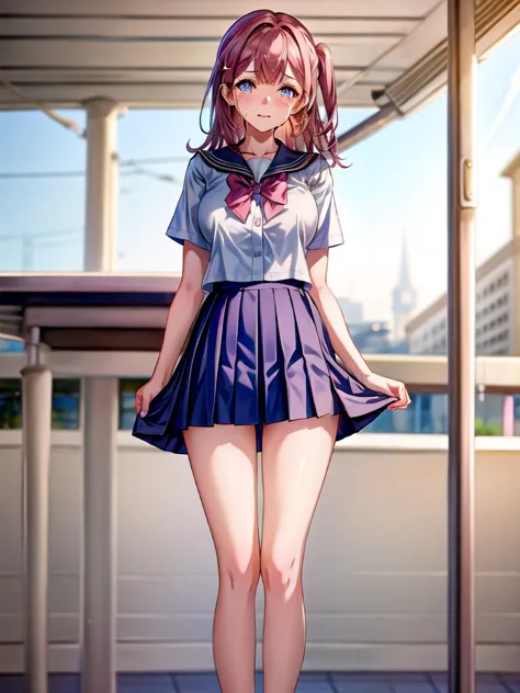 <lora:Char-HonkaiSR-Asta-v3:1>, 1girl, asta, solo,  depth of field, masterpiece, 
looking at viewer, crying, tearful, beautiful legs, standing, with open arms, 
<lora:add_detail:0.8>,  
<lora:School Uniform By Stable Yogi:0.5>, white shirt, blue micro skirt, school uniform, 
 <lora:clothing details_v1.2_1_AD:0.5>,