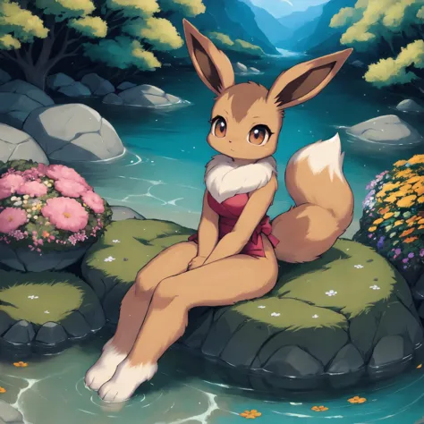 masterpiece, high quality, highly detailed, detailed background, detailed fur, <lora:Y1-Furry-Eeveelution:0.8>, eevee, female, s...