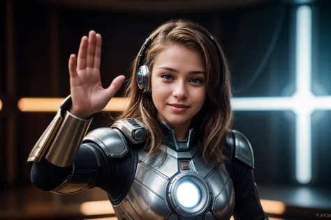 scifi,futuristic,ralph horsley,fantasy style,masterpiece,best quality,highres,high resolution,extremely detailed,professional,high quality,cinematic,realistic,cinematic exposition,4K realistic texture,photo of a 18 year old girl,high five,happy,laughing,ray tracing,detail shadow,shot on Fujifilm X-T4,85mm f1.2,sharp focus,depth of field,blurry background,bokeh,lens flare,motion blur,<lora:add_detail:1>,