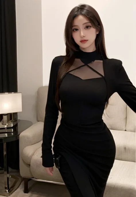A realistic black sexy dress