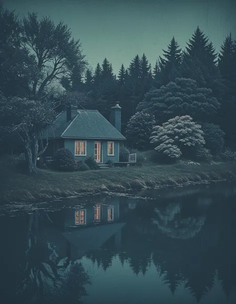 cottage by the water  <lora:novuschroma28 style_photo:.8> novuschroma28 style