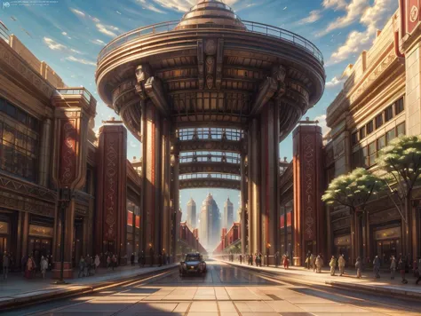 authoritarian, cityscape, scenery, view of a grand city, (masterpiece:1.3), (best quality:1.2), chiaroscuro, ( Unreal Engine, CGI render, Hyperdetailed, scenery, city, vivid colors, deep metallic colors, buildings, train station, mall, central park, residential complex, promenades, wide boulevards, courtyards, realistic, magnificent architecture, ), ultra high quality model, 8k Ultra HD, perfect composition, beautiful detailed intricate insanely detailed octane render, 8 k photography, soft natural volumetric cinematic perfect light, perfect depth of field shot, ray tracing, photometry, beautiful, luminous reflections, rtx on, subspace scattering, (subsurface scattering:1.1), dynamic hdr tone mapping, (volumetric lighting:1.2), (screenspace reflection:0.7), (Physically-Based Rendering:1.35), (Unity Wata environmental lighting:0.4), maximal attention to correctness and detail, 
(uploaded and trending on imgur, pixiv, furaffinity, pinterest, e621, inkbunny, tumblr, deviantart, artstation, ),
((in the style of and art by midjourney, raphael, greg rutkowski, Frank Lloyd Wright, James Gurney, Thomas Kinkade, )),
<lora:Authoritarian Architecture (AD):0.85>