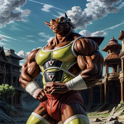 score_9, score_8_up, score_7_up, score_6_up, score_5_up, score_4_up,
vivid colors, 8K, hi-fi, masterwork illustration,
Neiz, brown skin, dragonball z, evil, villain, intricate detailed eyes, perfect proportions, powerful muscular body, perfect hands, veiny muscular body, solo, white gloves, scouter, outdoors, purple skin tight bodysuit, 
((in the style of the Dragonball Z, ))
((in the style of and art by Akira Toriyama, jiandou, taran fiddler, darkgem, ruaidri, yupa, kiyosan, )),
<lora:Neiz:0.85>