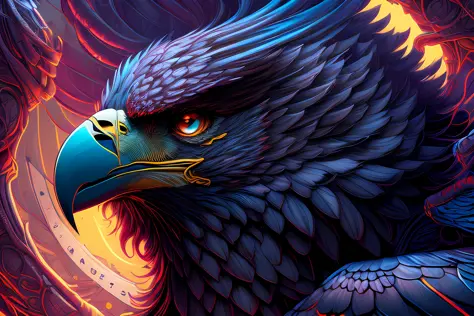 deatiled complete art by dan mumford thick black brush in 8k format . hq, vivid colors and sharp fosus, extremely detailed intri...