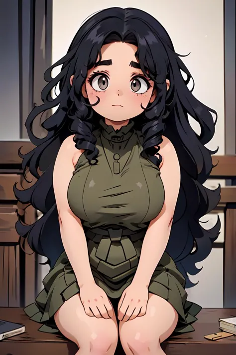 (masterpiece, best quality), 1girl,  <lora:ETO_OCC002:1> ETO_OCC,1girl, black hair,curly hair,longhair, thick eyebrows,