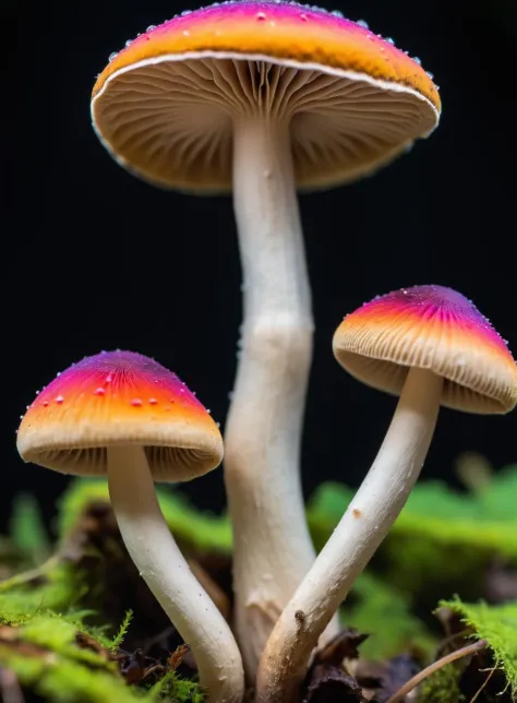 macro shot of a magic mushroom, vibrant and colourful, award winning
