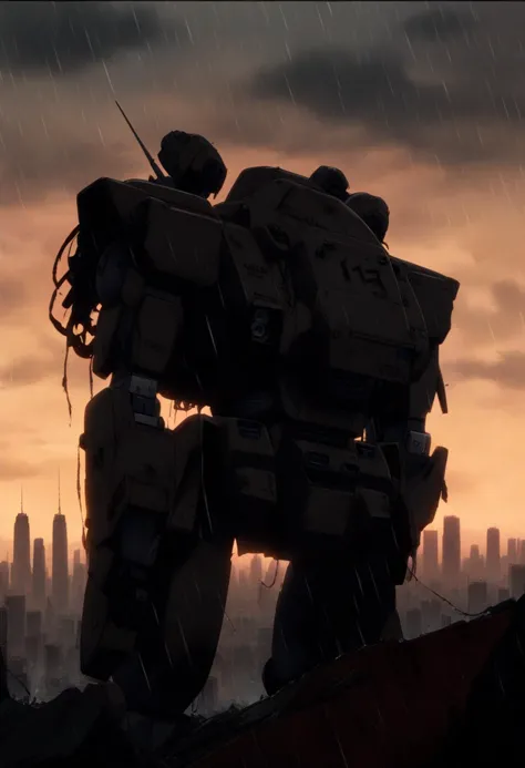 a close up of a giant robot standing on top of a building