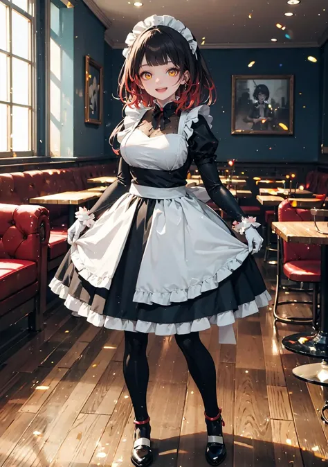 arafed image of a woman in a maid outfit posing for a picture