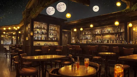 full moon, nature, moonlight, close-up,(tavern, bar)