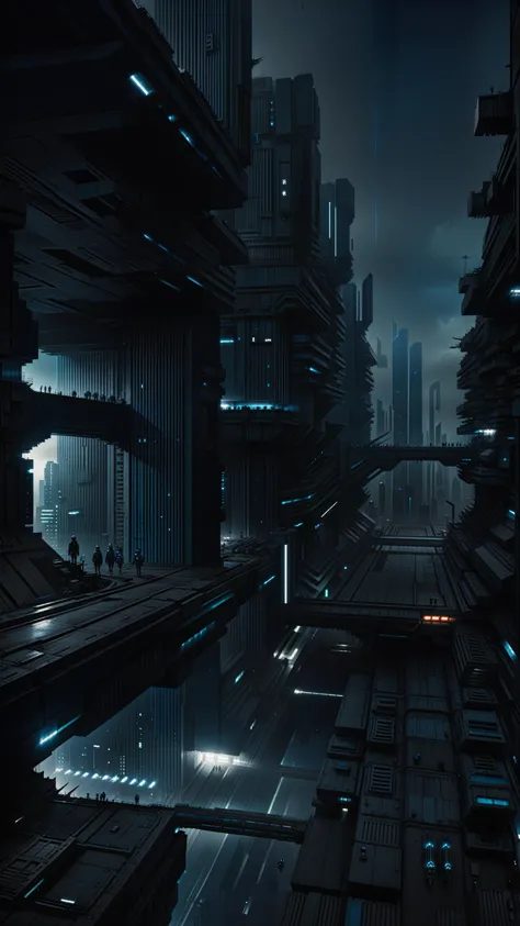 futuristic city with a lot of tall buildings and a lot of lights