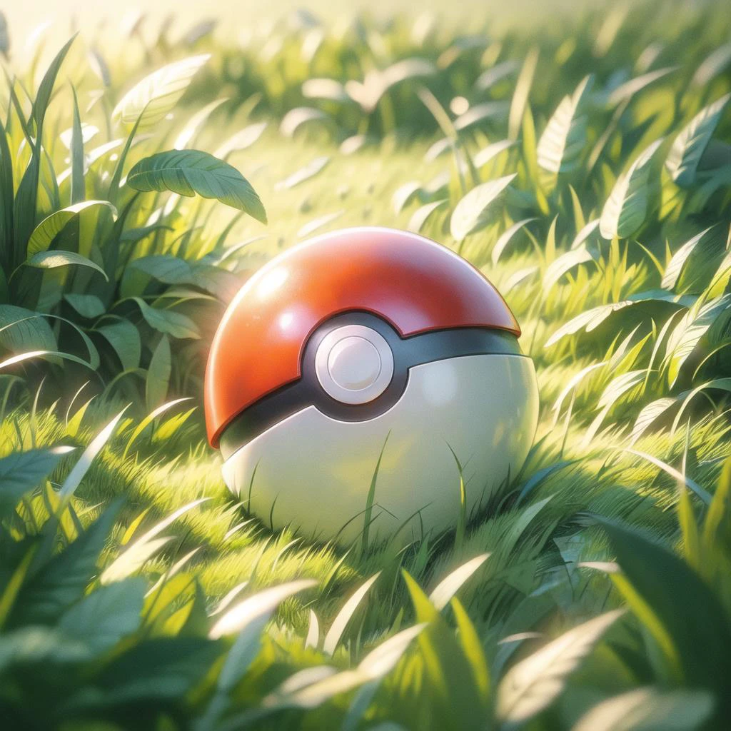 (illustration, meilleure qualité, chef-d&#39;œuvre, art officiel:1.1), Pokéball, sol en herbe