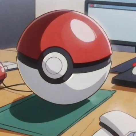 (best quality, anime screencap:1.1), <lora:pokeball:0.7>, pokeball, on desk, <lora:pokemonanimeV2:0.8>,  pokemonstyle,